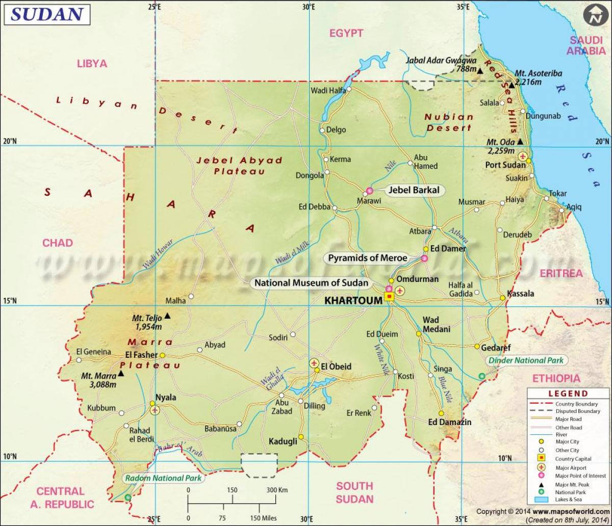 Mapa de Sudan ciutats