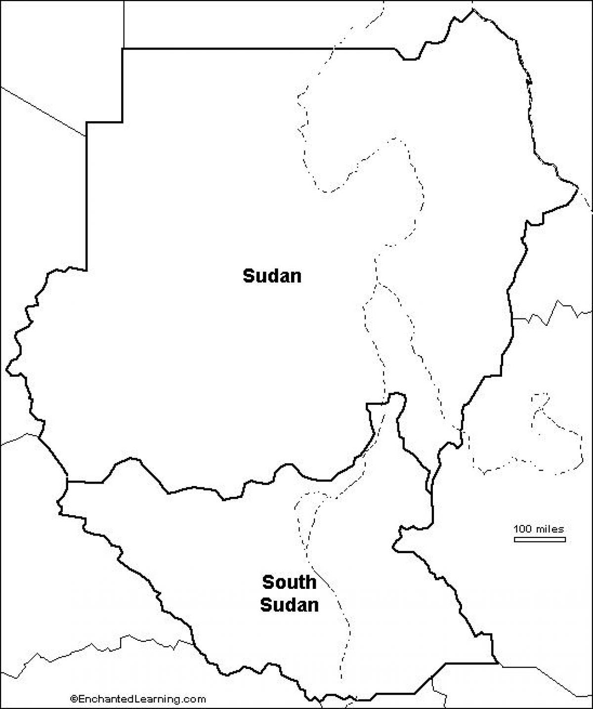 Mapa de Sudan en blanc