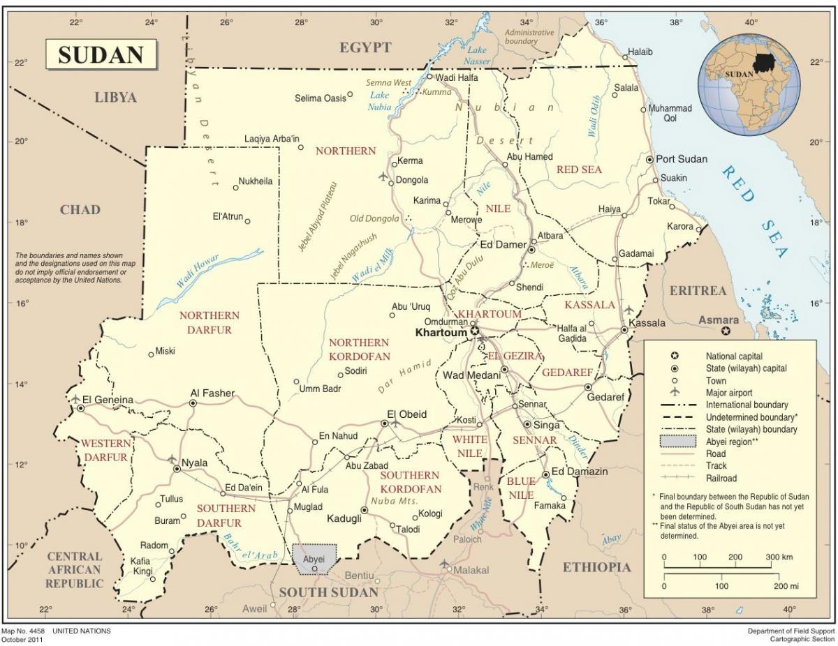 Mapa dels estats del Sudan