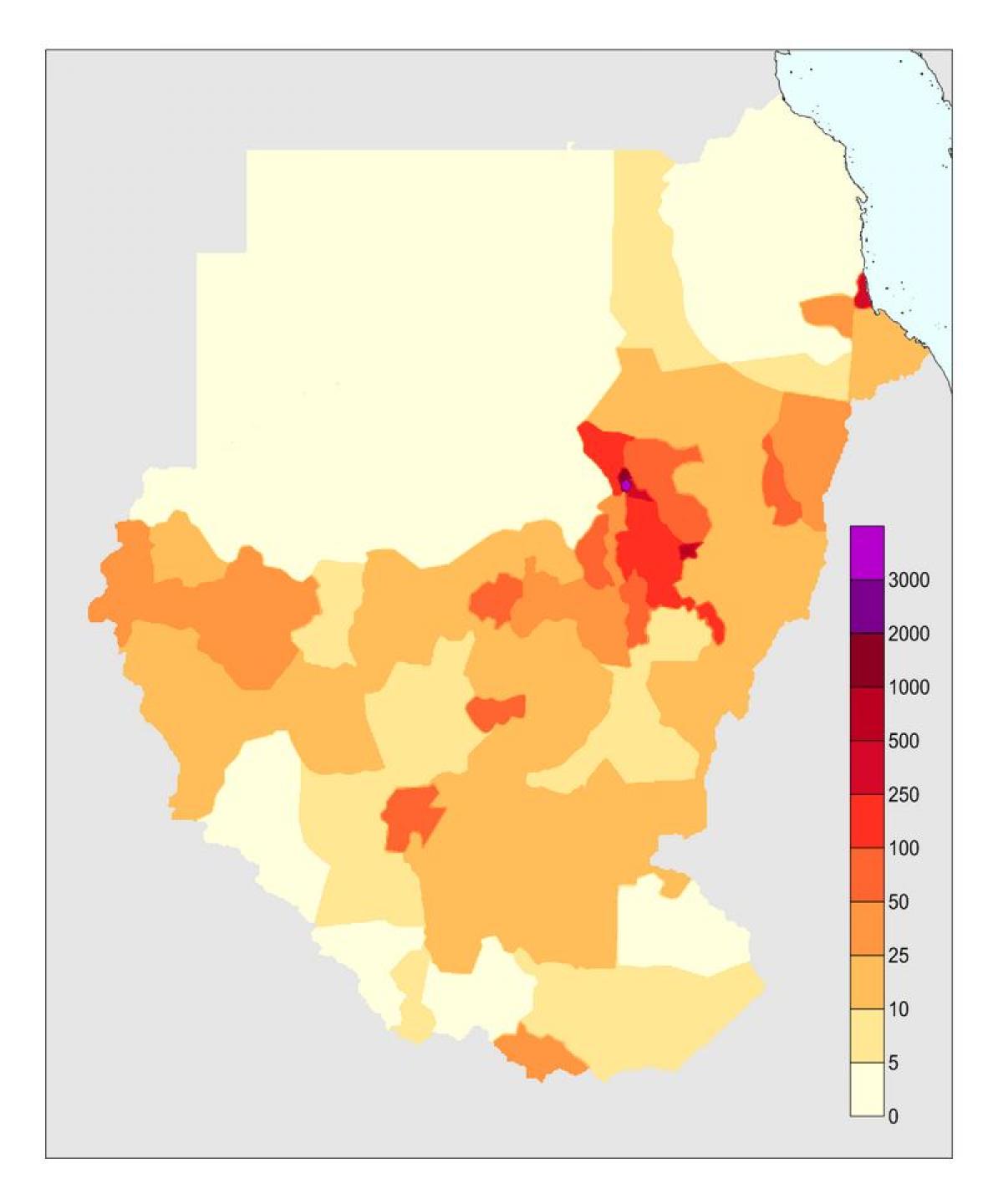 Mapa de Sudan població