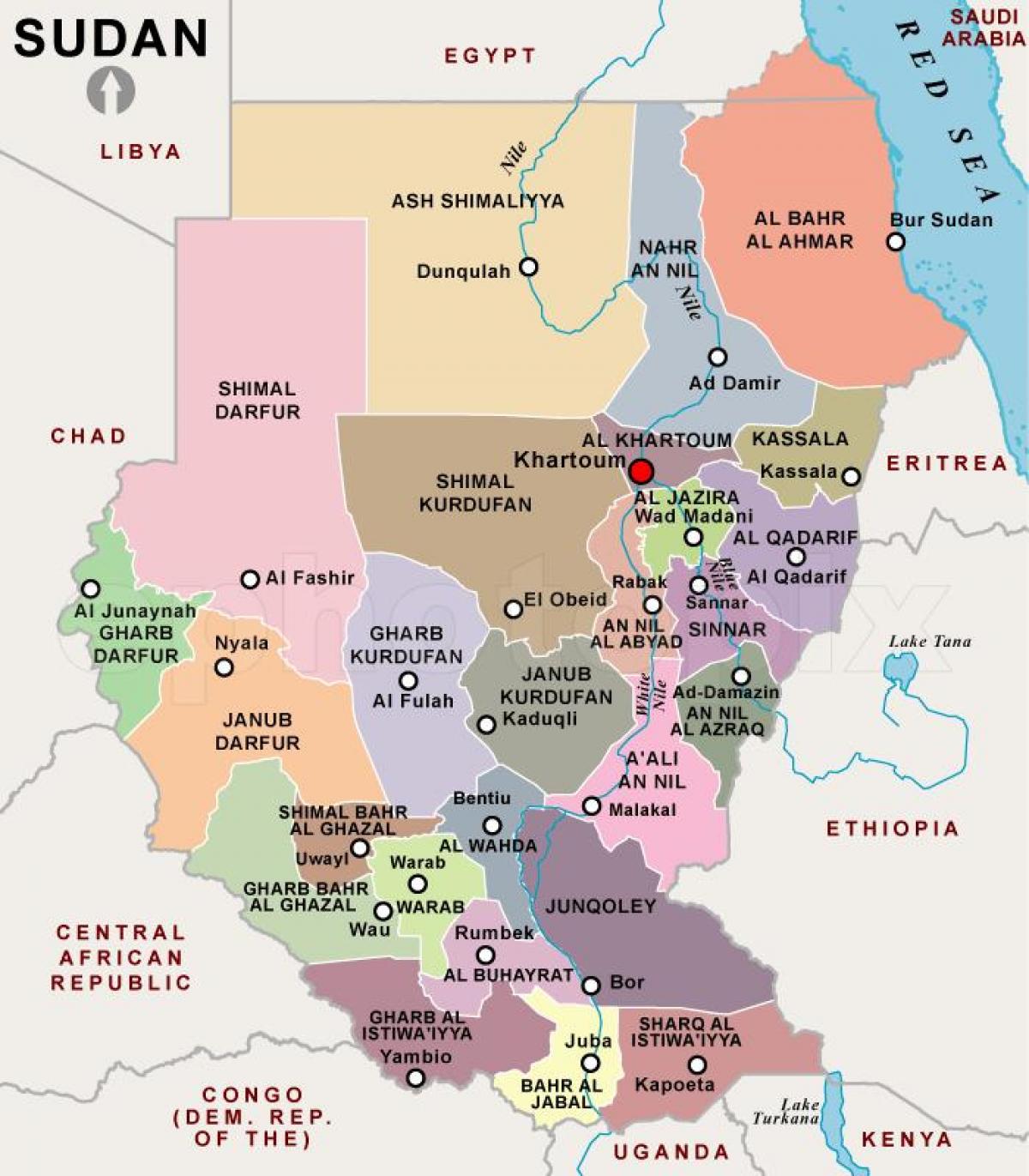 Mapa de regions del Sudan